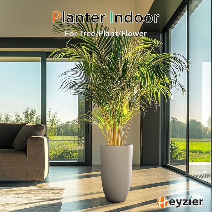 Tall Planters for Outdoor Plants, Large Concrete Flower Pots for Garden Front - Image 4