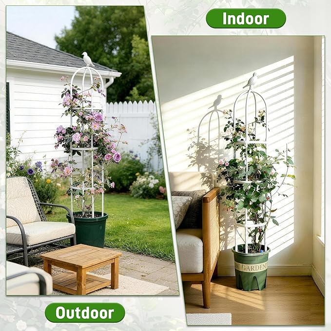 6ft Garden Obelisk Trellis for Climbing Plants-Rustproof Metal Pipe - Image 5