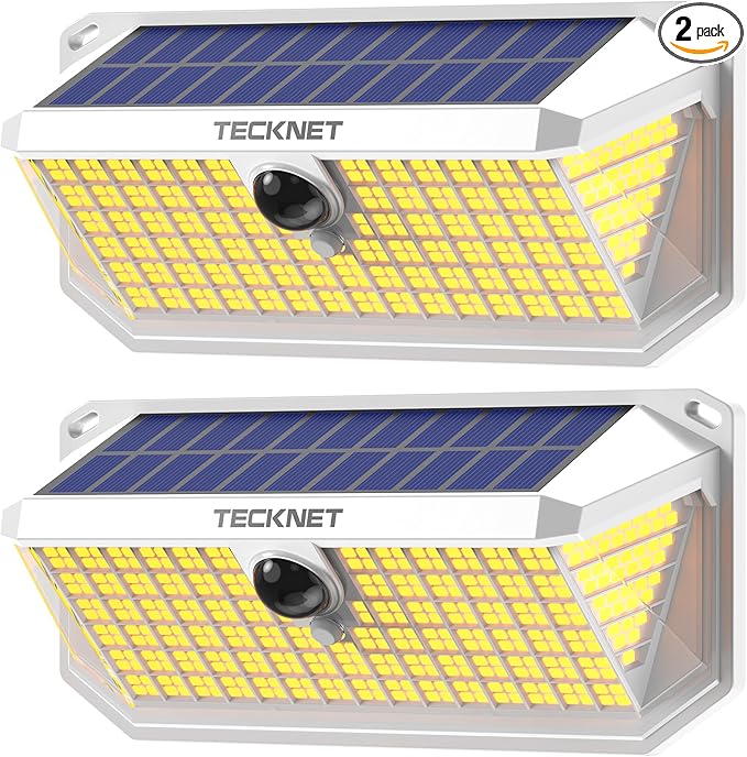 TECKNET 461 LED Solar Powered Outdoor Lights, 270° Angle & 3 Lighting Modes by Tecknet