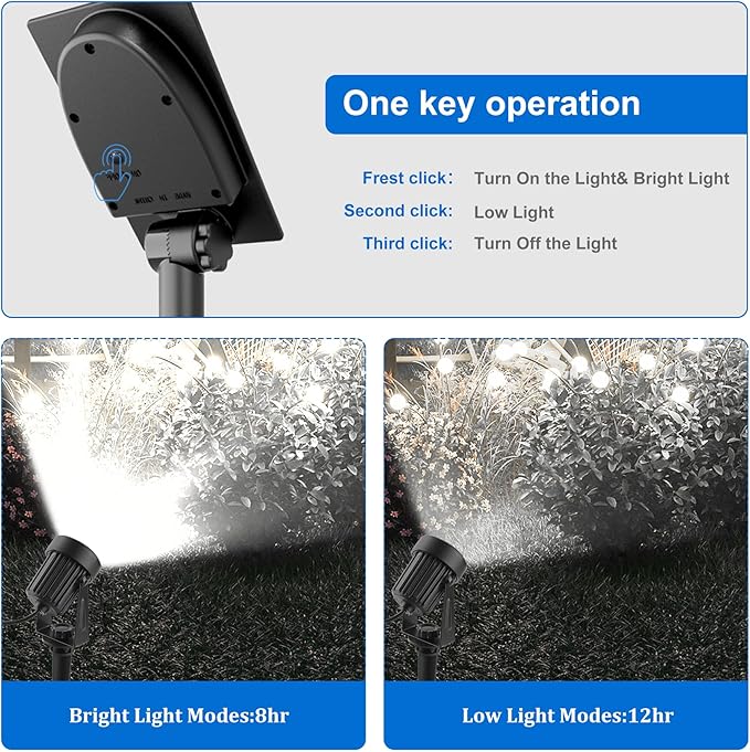 Solar Spot Lights Outdoor, Landscape Spotlights IP65 Waterproof 9.8ft Cable - Image 3
