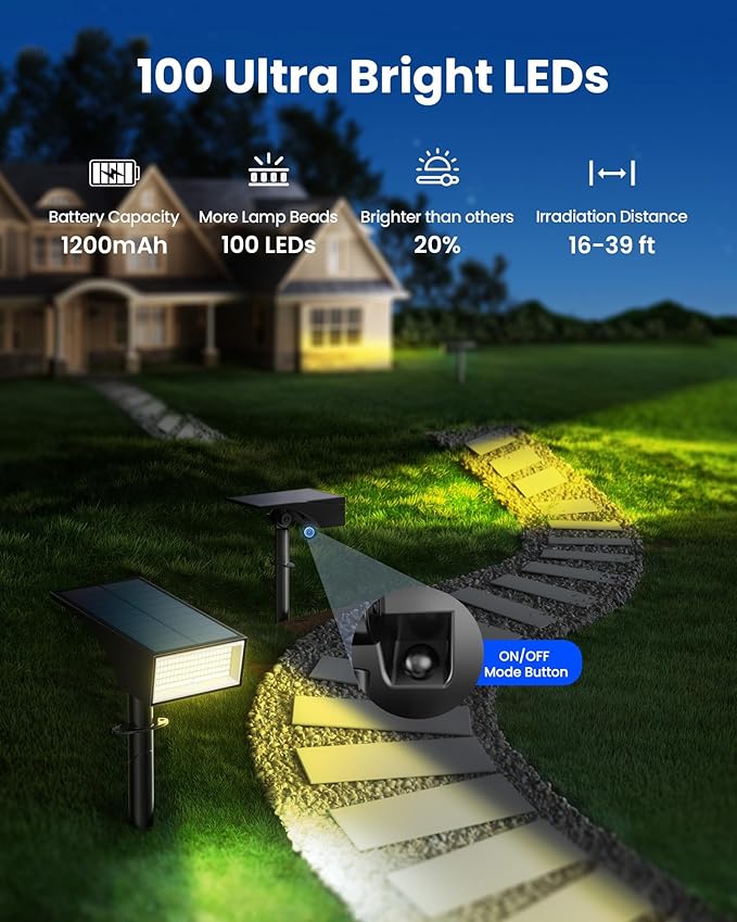 Koicaxy Solar Lights Outdoor Waterproof 12 Pack IP65, 100 LEDs 4 Light Modes - Image 2