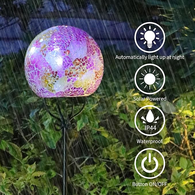 VCUTEKA Solar Outdoor Lights Garden Decor Mosaic Solar Garden Lights Waterproof - Image 5