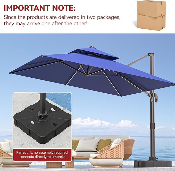 9' X 12' Cantilever Outdoor Patio Umbrellas - Image 2