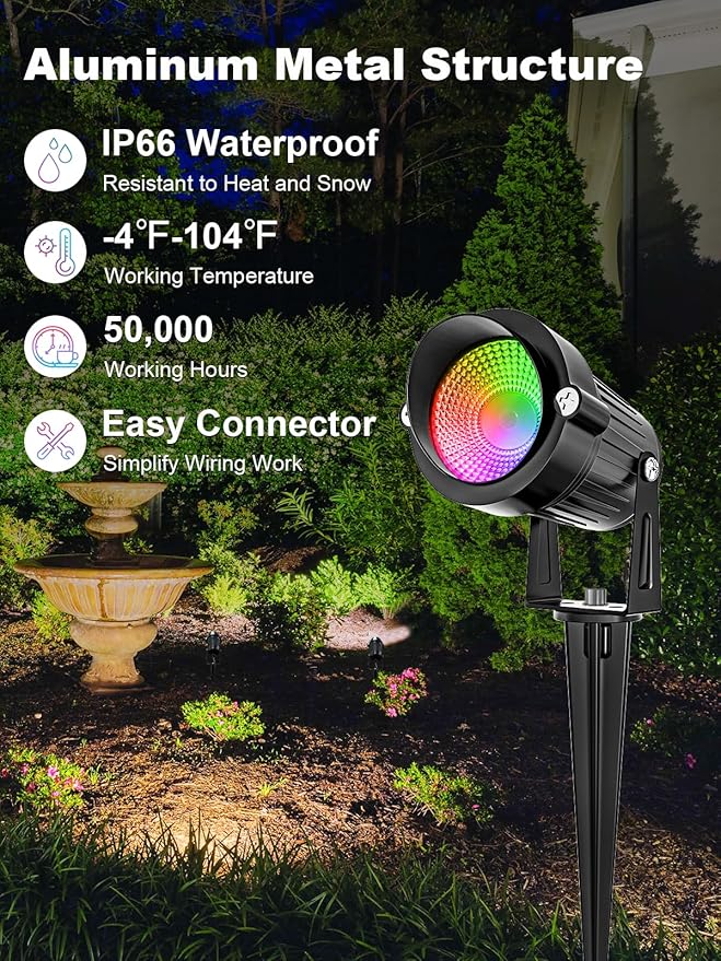ZUCKEO All-in-One RGB Low Voltage Landscape Lighting Kit, 5W LED Color Changing - Image 5
