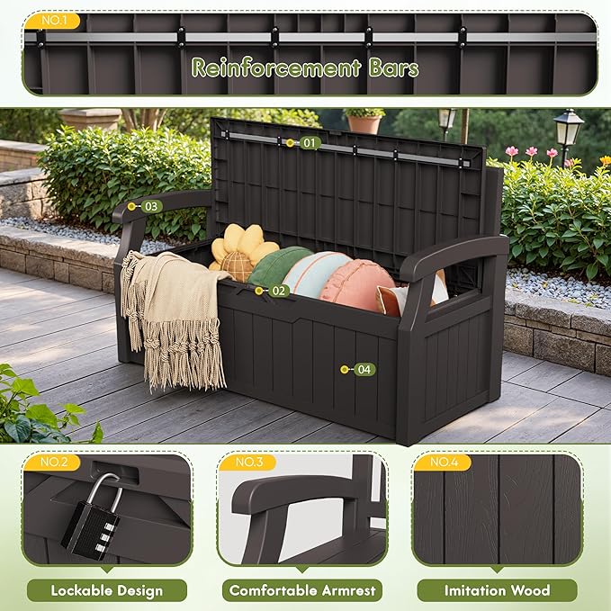 Greesum 80 Gallon Storage Bench Outdoor Deck Box - Image 4