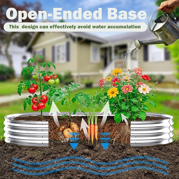 Galvanized Raised Garden Bed Outdoor, Easy Assemble Large Oval Plant Container - Image 4