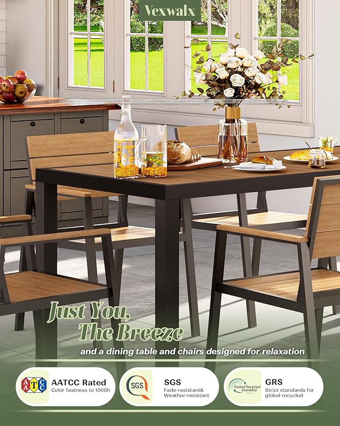 Outdoor Dining Chairs Set of 2, HDPS + Aluminum Patio Dining Chairs - Image 5