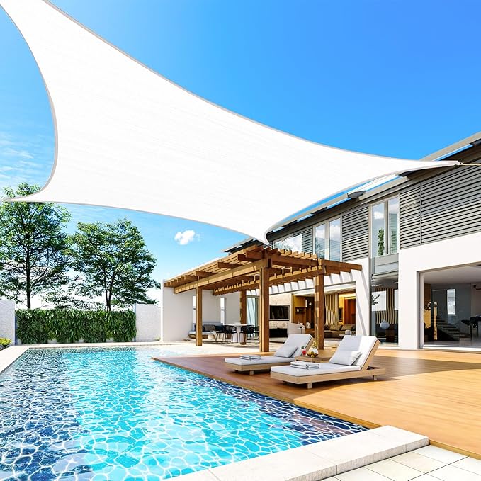 Quictent 12x16ft 185G HDPE Rectangle Sun Shade Sail Canopy White 98% UV Block - Image 7