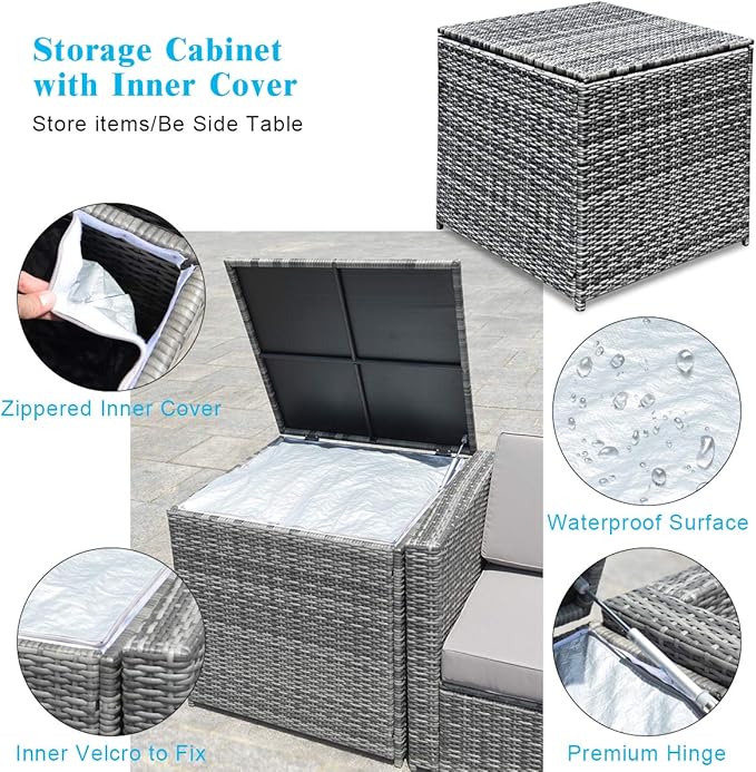 Tangkula 8 Pieces Wicker Patio Furniture Set - Image 7