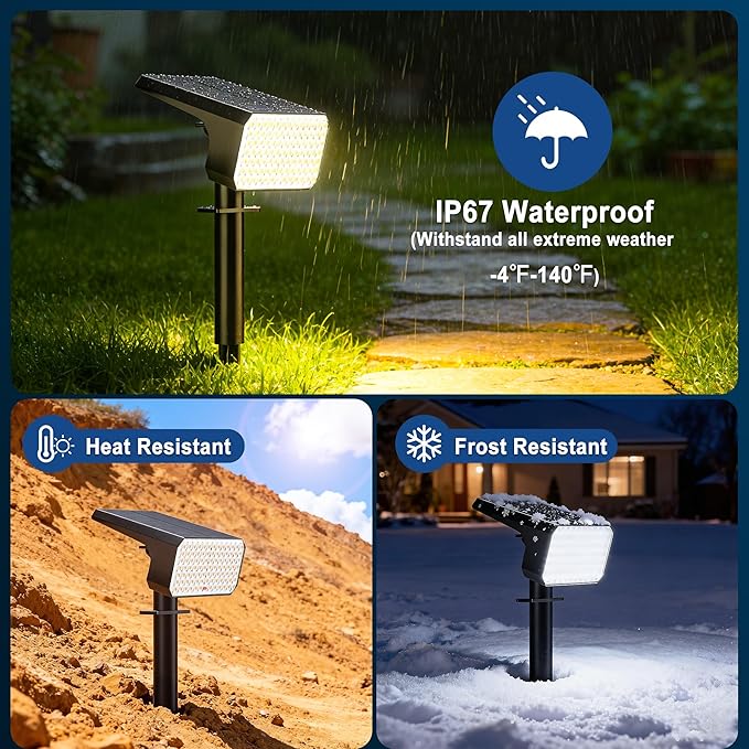 LANSOW Solar Spot Lights Outdoor Waterproof IP67, Solar Landscape Spotlights - Image 4