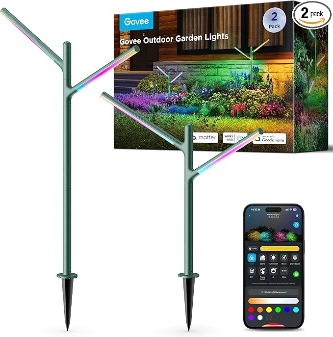 Govee Outdoor Garden Lights 2 Pack, RGBWWIC Smart LED Pathway Lights by Govee