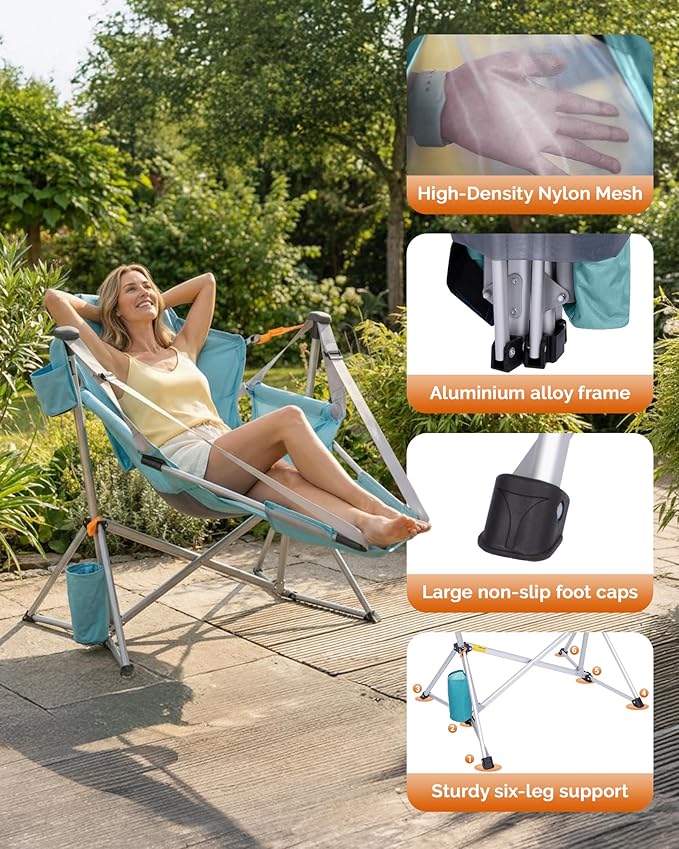 KingCamp Hammock Chair with Footrest – Heavy Duty Swinging Rocking Camping - Image 4