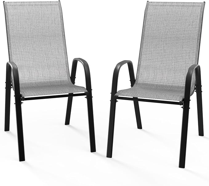 VINGLI Patio Chairs Set of 2 – Stackable Outdoor Dining Chairs by VINGLI