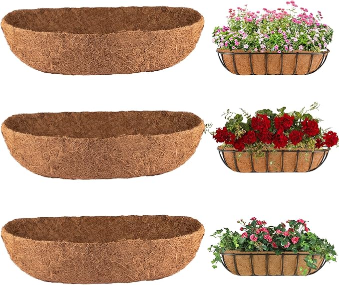 3Pcs Trough Coco Liner 24" Coco Coir Liners by HAOVZRI