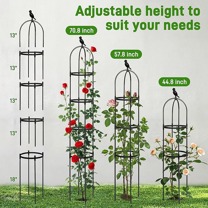 6ft Garden Obelisk Trellis for Climbing Plants-Rustproof Metal Pipe - Image 2