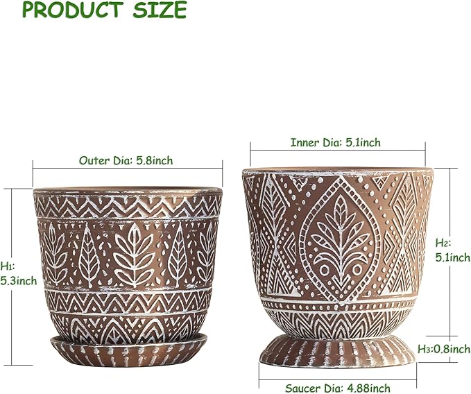 Gepege 6 Inch Ceramic Planter, Plant Pot - Image 2