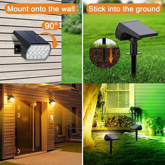 Solar Spot Lights Outdoor Color Changing, Christmas IP65 Waterproof Landscape - Image 3