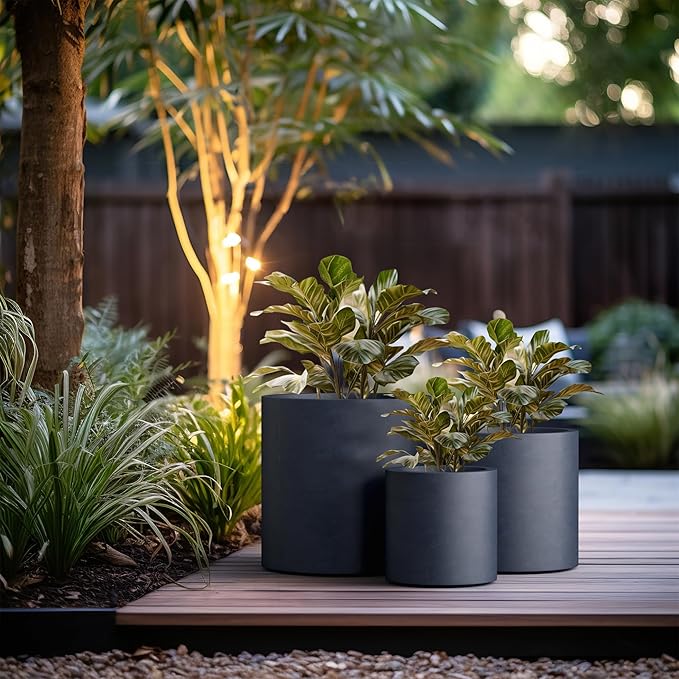 Kante 9.8", 15.7" Dia Round Concrete Planter Set of 3, Modern Style Large - Image 3
