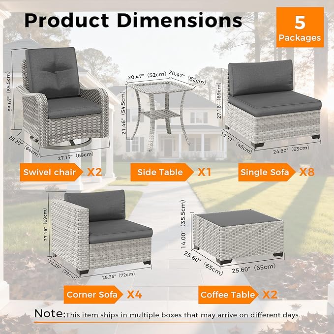 14-Seat Modern Patio Furniture Set - Image 3