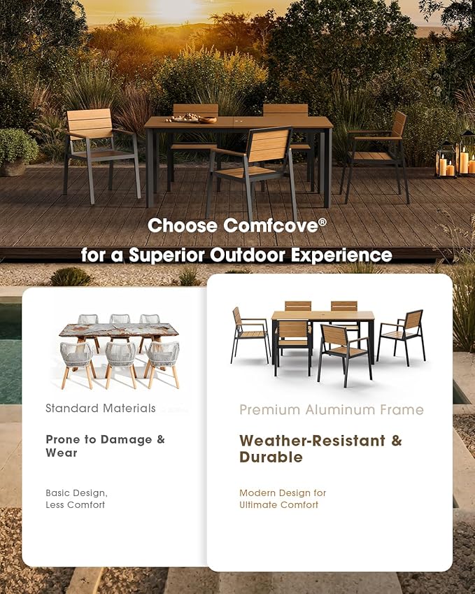 Outdoor Patio Dining Table, Aluminum & HDPS Outdoor Table - Image 5