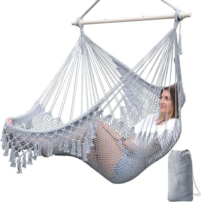 Chihee Hammock Chair Super Large Soft-Spun Cotton Rope Weaving Hanging Chair by Chihee