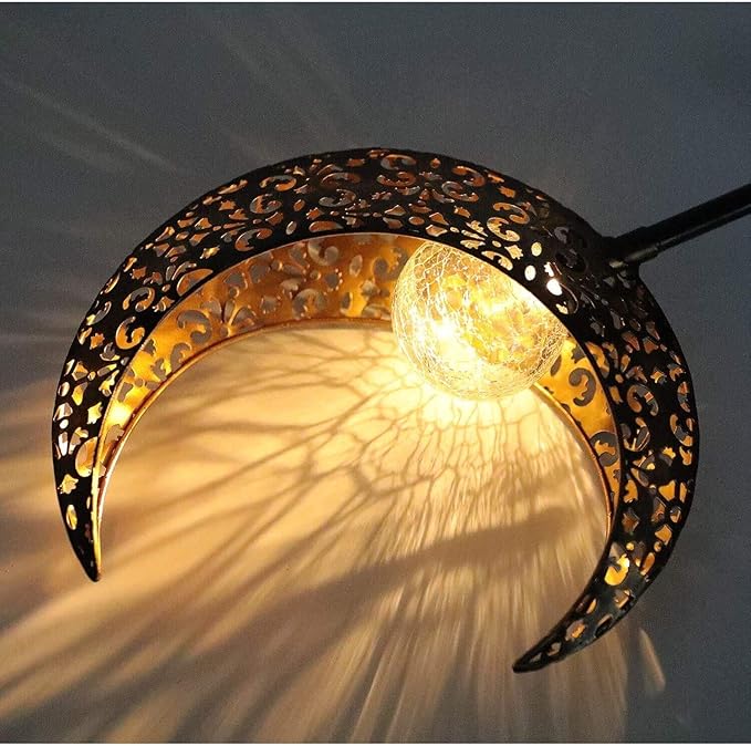 Solar Garden Light Outdoor Decorative, Moon Decor Crackle Glass Globe Garden - Image 2