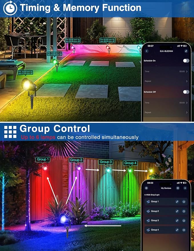 Spot Lights Outdoor, Smart RGBW LED Color Changing Landscape Lighting - Image 6