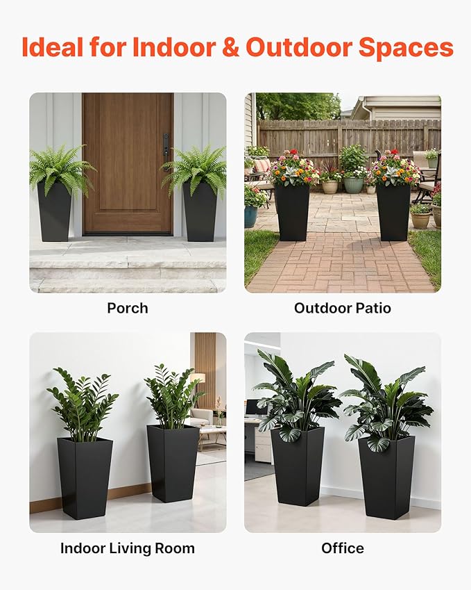 VEVOR Set of 2 Tall Planters for Outdoor Plants 22 inch, Modern Planters for - Image 6