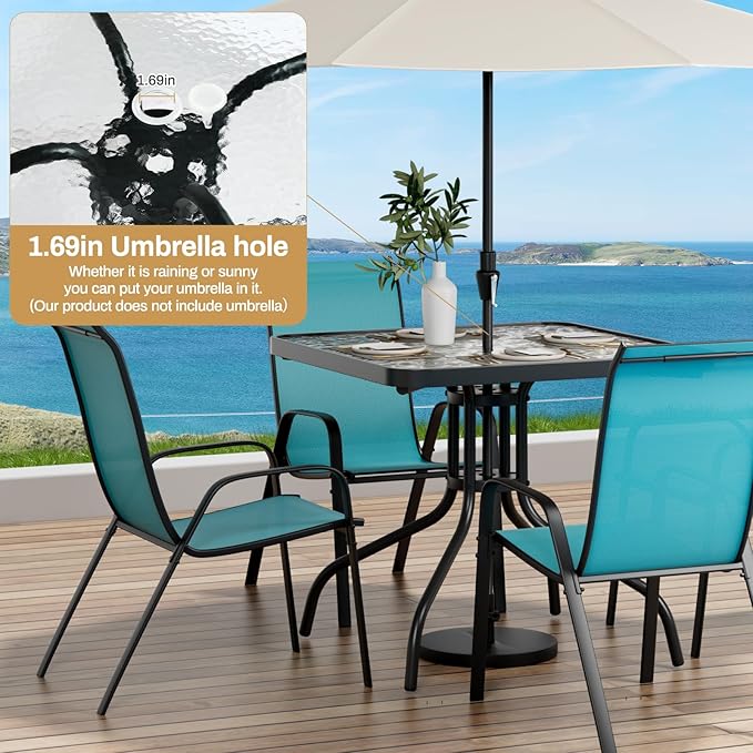 Arlopu 5 Piece Outdoor Patio Dining Set, Porch Furniture - Image 6
