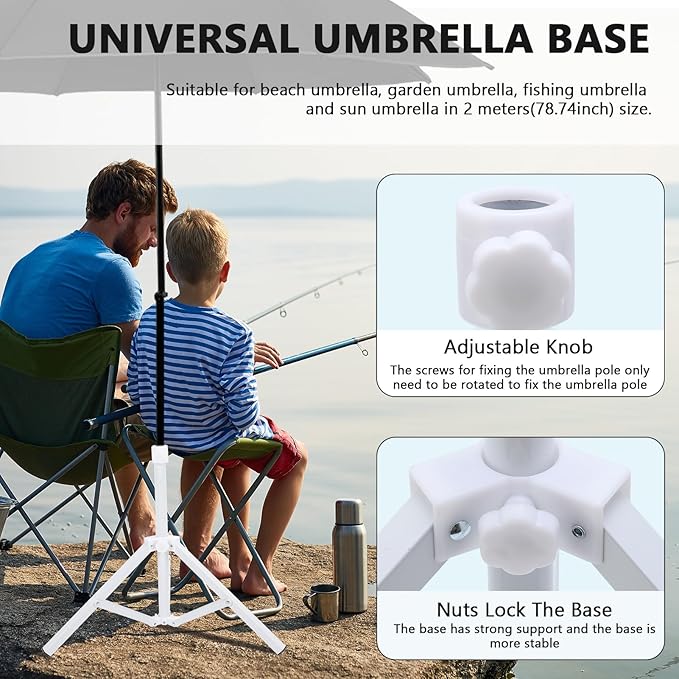 Beach Umbrella Stand Base, Portable Foldable Sun Umbrella Stand White - Image 4