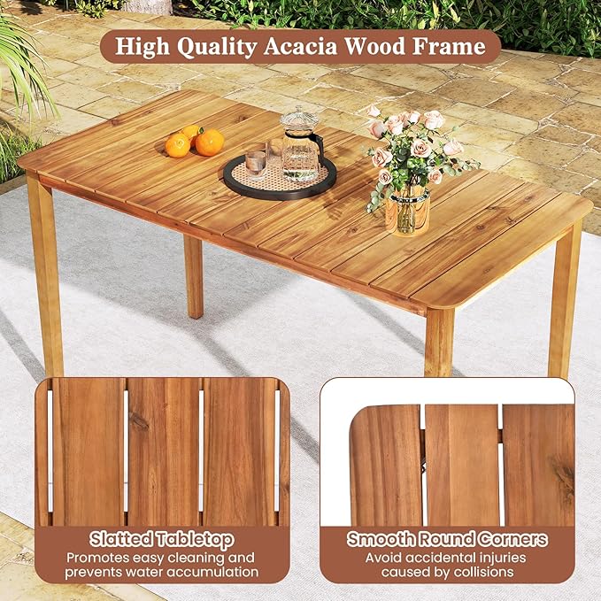 Tangkula 54" Acacia Wood Patio Dining Table - Image 7
