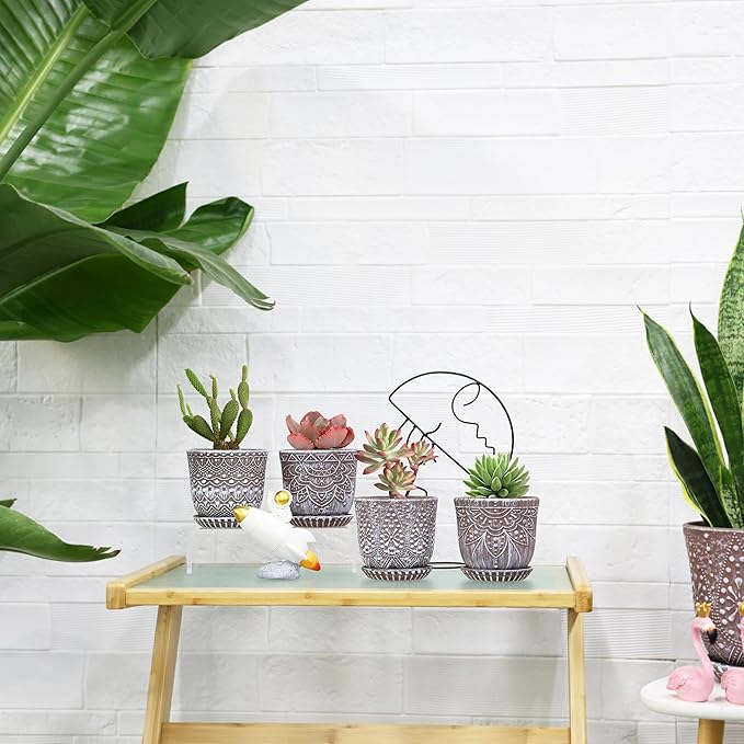 Gepege Succulent Pots, 4 Inch Small Indoor Ceramic Planter Pot - Image 5