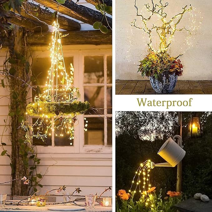 ZNYCYE Solar Waterfall Fairy Bunch Lights Outdoor Waterproof 200LEDs 8 Modes - Image 9