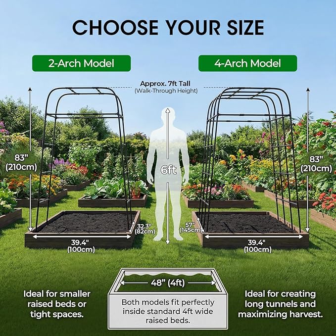 Garden Arch Trellis for Climbing Plants, Rustproof Steel Tunnel Support for - Image 7