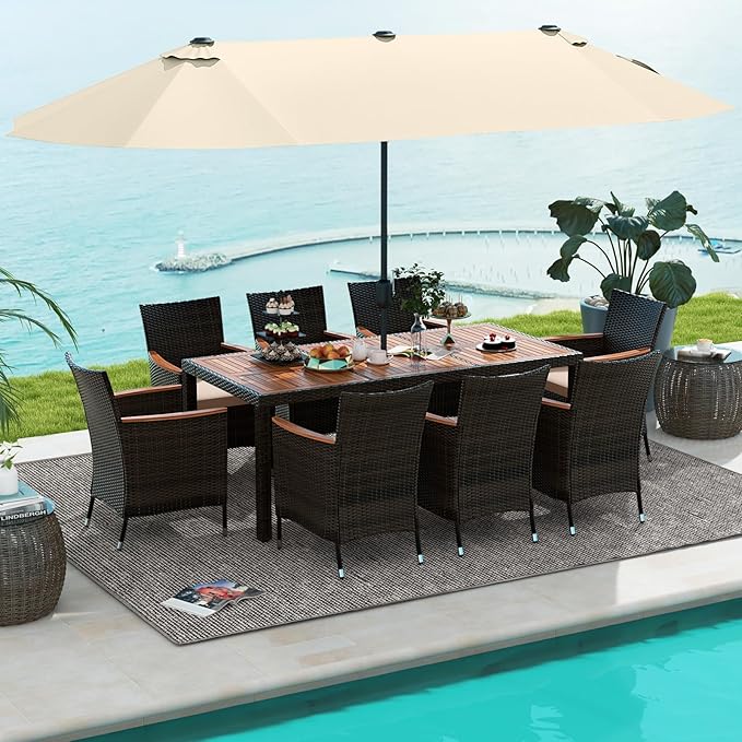 Tangkula 11 Piece Rattan Outdoor Dining Set - Image 9