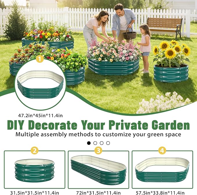 Hexagon Raised Garden Bed, 48 Inch Diagonal & 12 Inch Tall, Galvanized Steel - Image 4