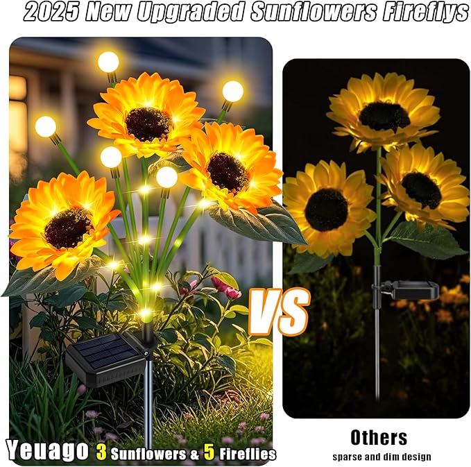 Solar Sunflower Lights Outdoor 6 Pack Sunflower Firefly - Image 7