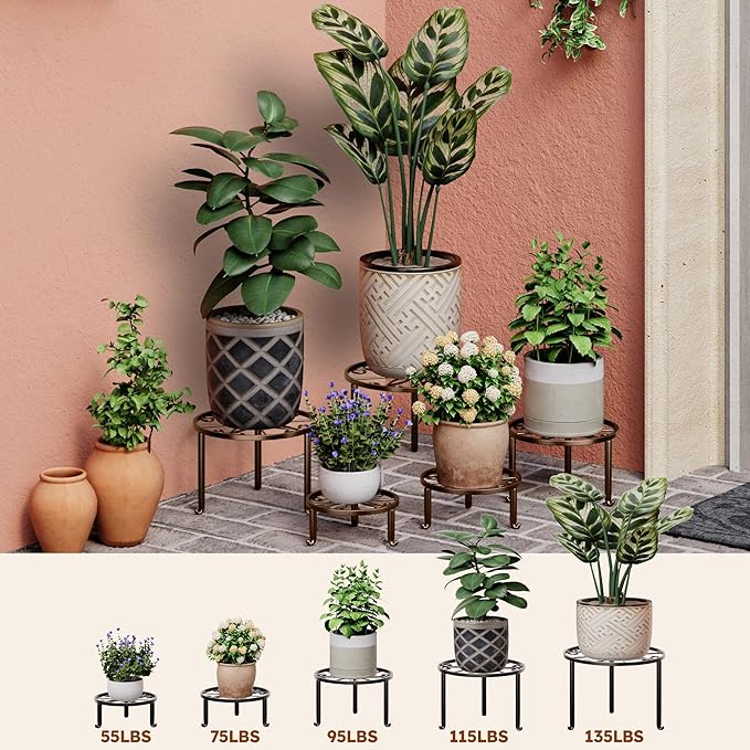 Set of 5 Metal Plant Stand for Heavy Potted Plant for Home Indoor and Outdoor - Image 3