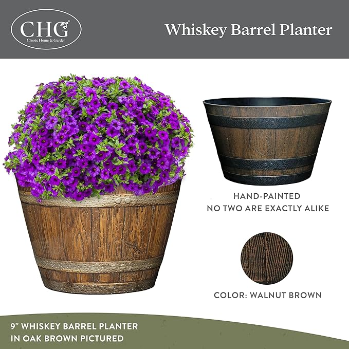 Classic Home & Garden Whiskey Barrel Planters - Image 2