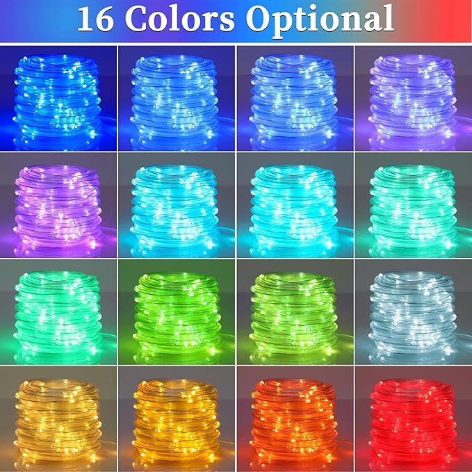 ANJAYLIA 66ft 200 LED Rope Lights Outdoor, Waterproof 16 Colors Changing String - Image 2