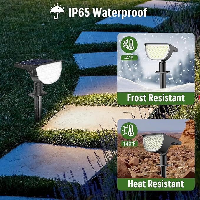 Solar Lights Outdoor Waterproof IP65, Solar Powered 76 LED 3 Lighting Modes - Image 4