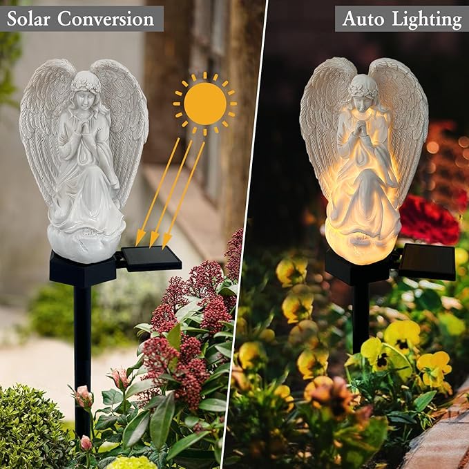 Solar Garden Angel Lights, Waterproof Outdoor Garden Angels Statue Decorations - Image 6