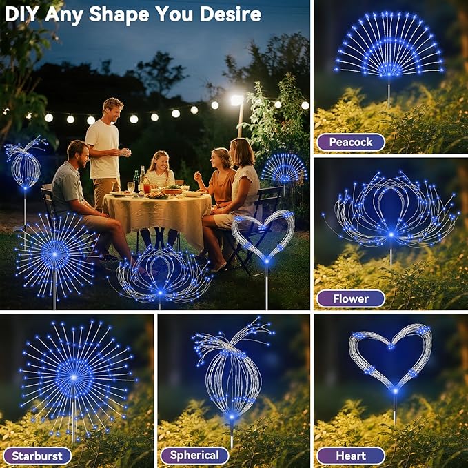 Garden Outdoor Lights, 2 Pack 120 LED Solar Garden Lights Fairy Lights Outdoor - Image 4