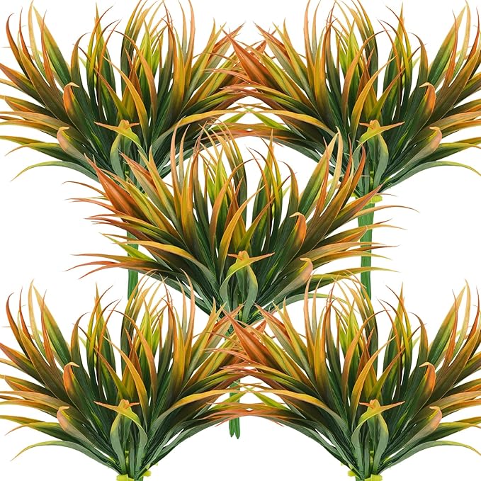 32 Pcs Artificial Grass Fake Plants 17.3in Outdoor Plastic Plants UV Resistant by Phliofd