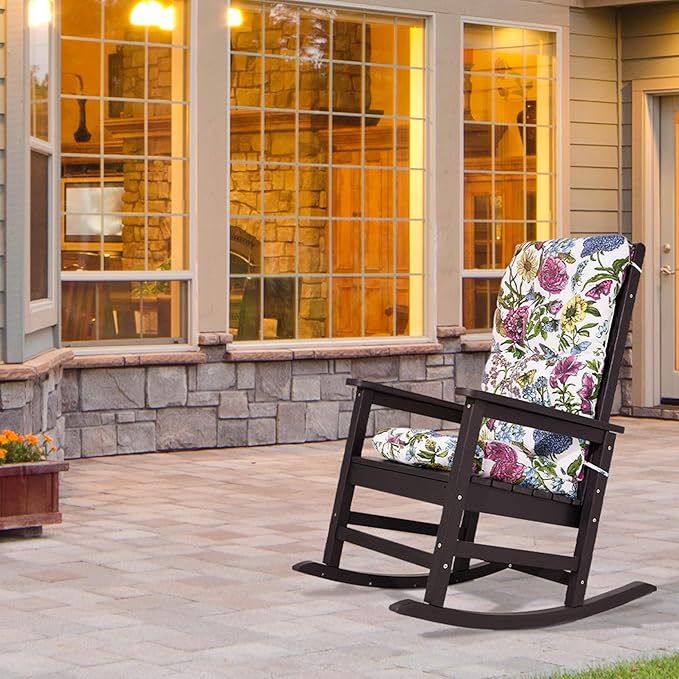 SERWALL HDPE Outdoor Rocking Cushion Set of 2, Memory Foam Cushion Flowers - Image 2