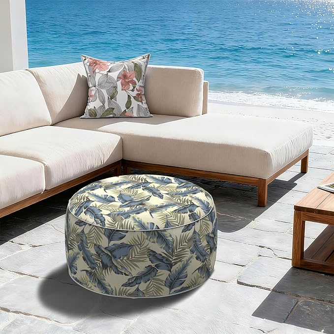 LVTXIII Outdoor Inflatable Ottoman, Fade-Resistant Round Footrest Stool D31”x - Image 4