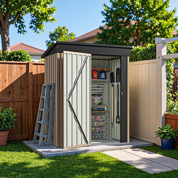 Greesum 5×3FT Outdoor Storage Shed, Metal Patio Storaged Sheds by BuynowfromGreesum