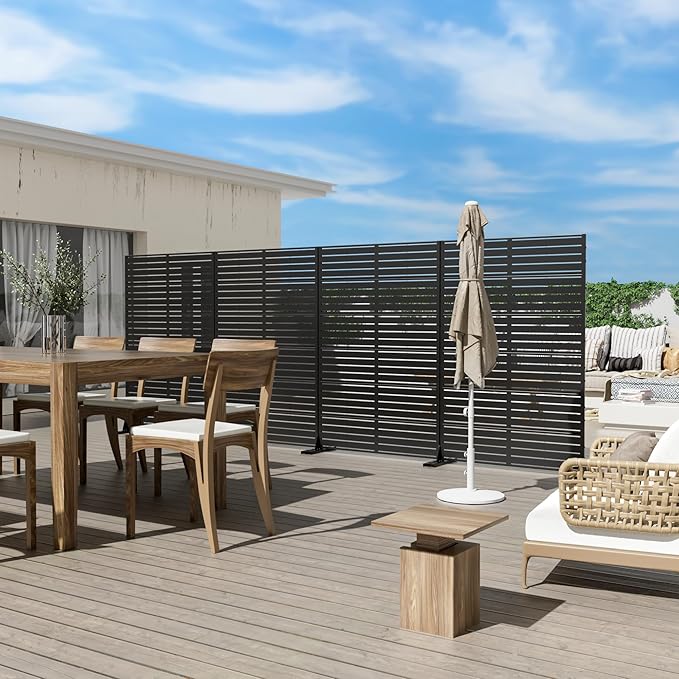 Casaphoria Metal Privacy Screen Outdoor, Louvered Black - Image 3