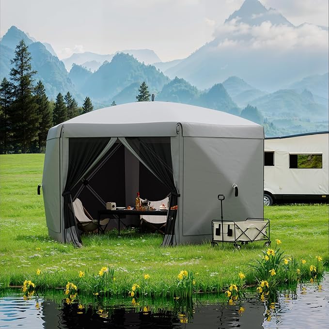 11.5x11.5FT 6-Sided Pop Up Gazebo Tent，One-Push Setup Canopy Tent - Image 8