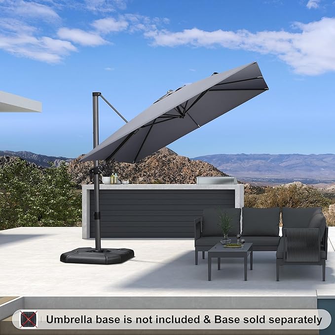 PURPLE LEAF 8.8' X 8.8' Left-right Tilt Patio Umbrella Outdoor Cantilever - Image 2